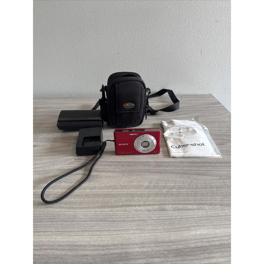 Sony Cyber-Shot DSC-W330 14.0MP Digital Camera Red w/4x Zoom Bundle Tested